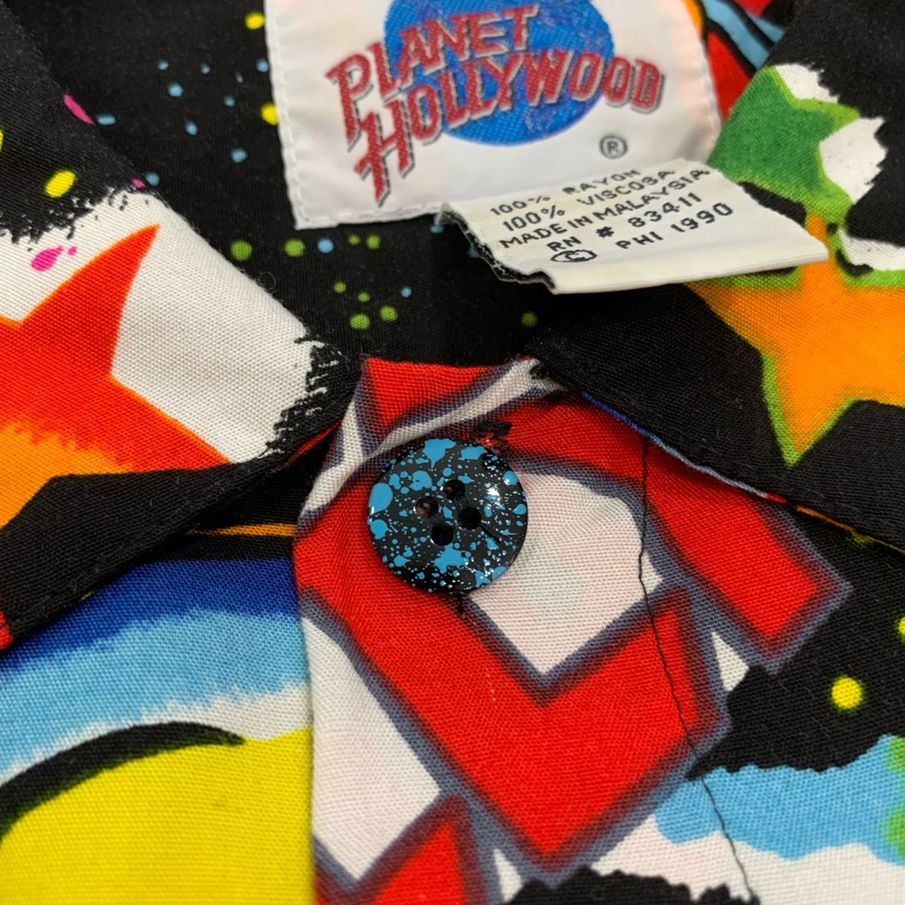 VINTAGE 90s Planet Hollywood Space Island Surf Shirt Men’s Size XL - Picture 3 of 6